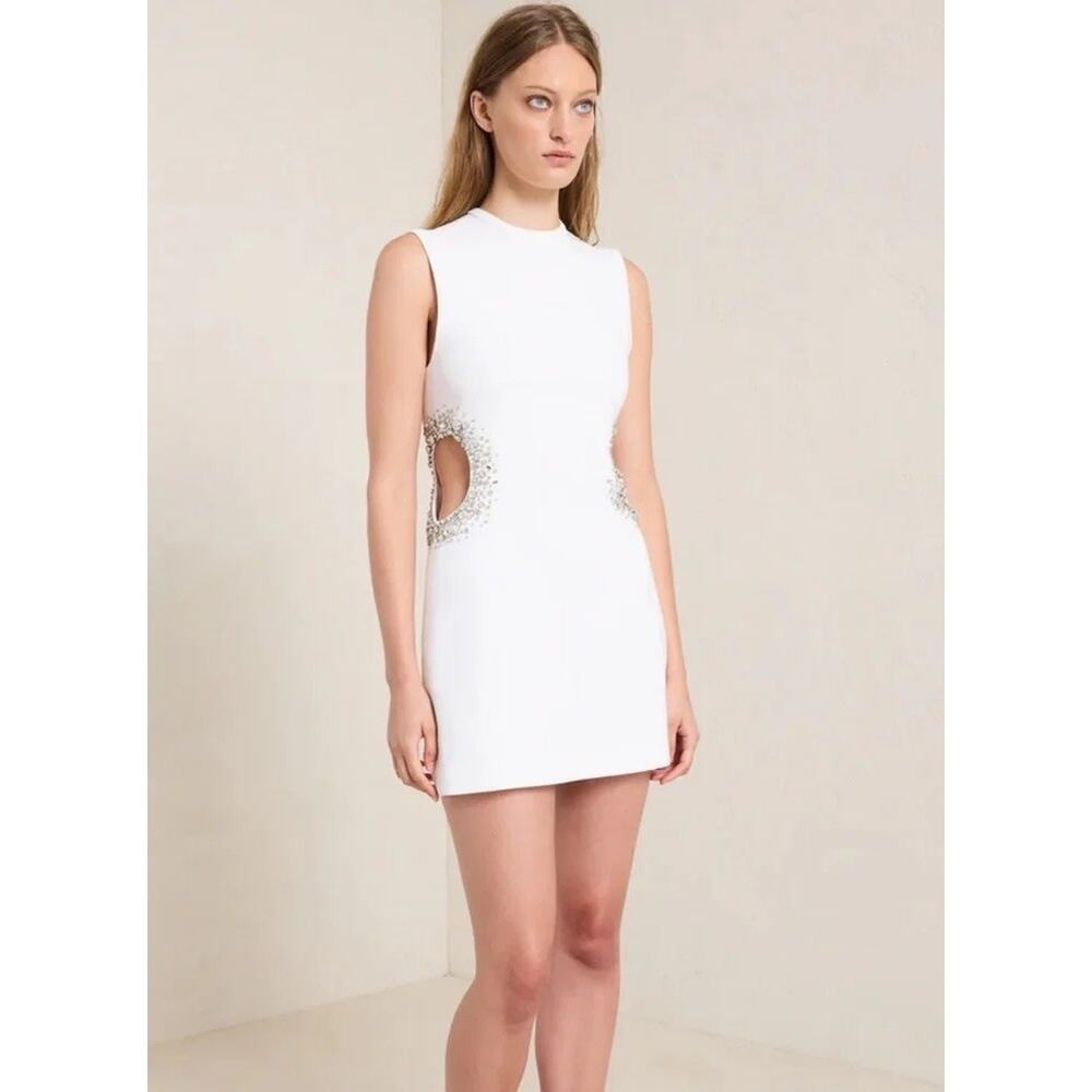 NWT A.L.C. Skye Crystal Embellished Cutout Mini Dress White Size 6 - Picture 10 of 14